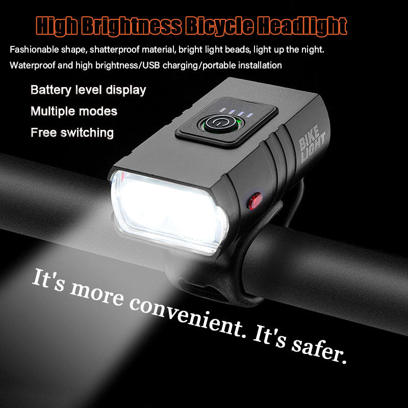 ECM New Rechargeable Bike Lights, Long Battery Life Energy-saving High-brightness Aluminum Alloy Bicycle Headlight Bicycle Lighting Equipment Accessories