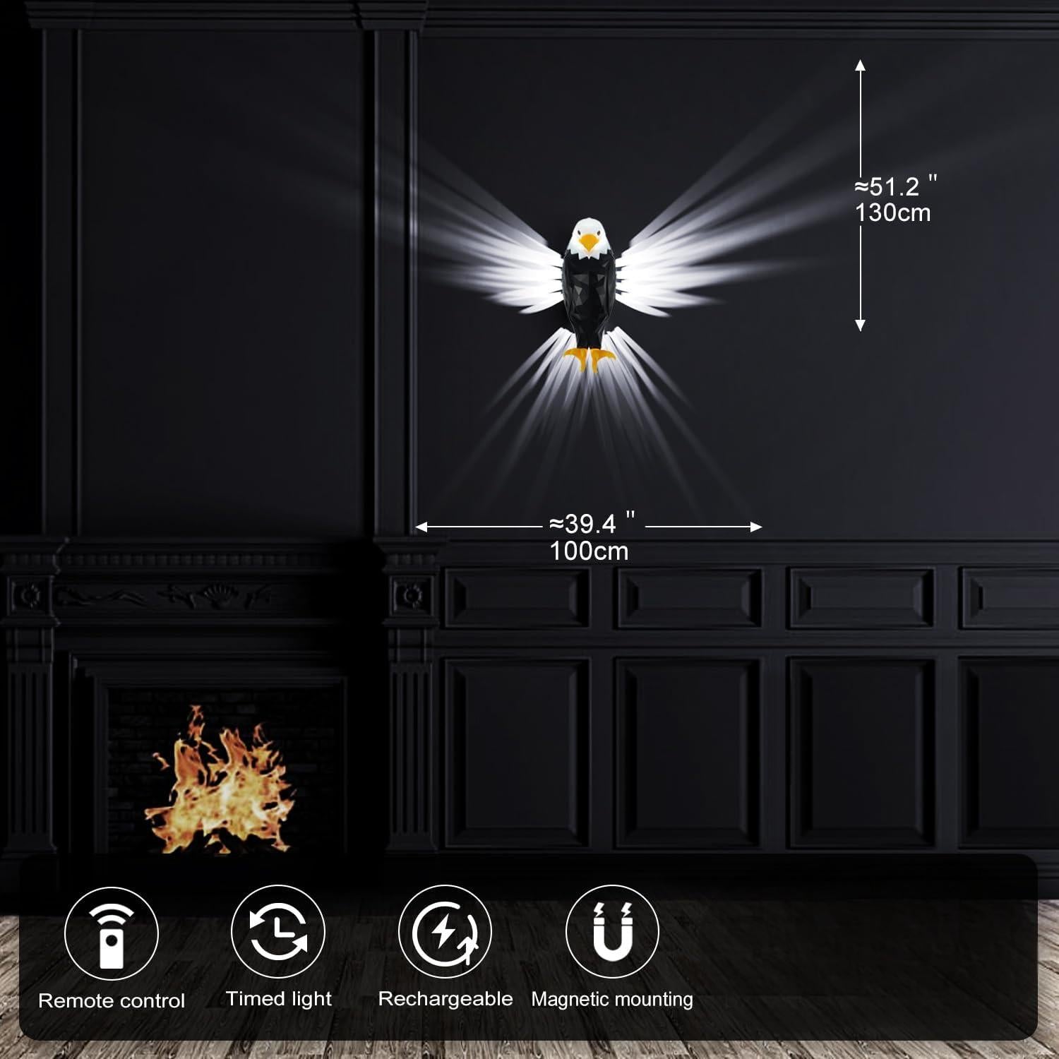 Simple animal eagle projection lamp battery powered and detachable charging magnetic wall mounted personality wall lamp light luxury creative home night light