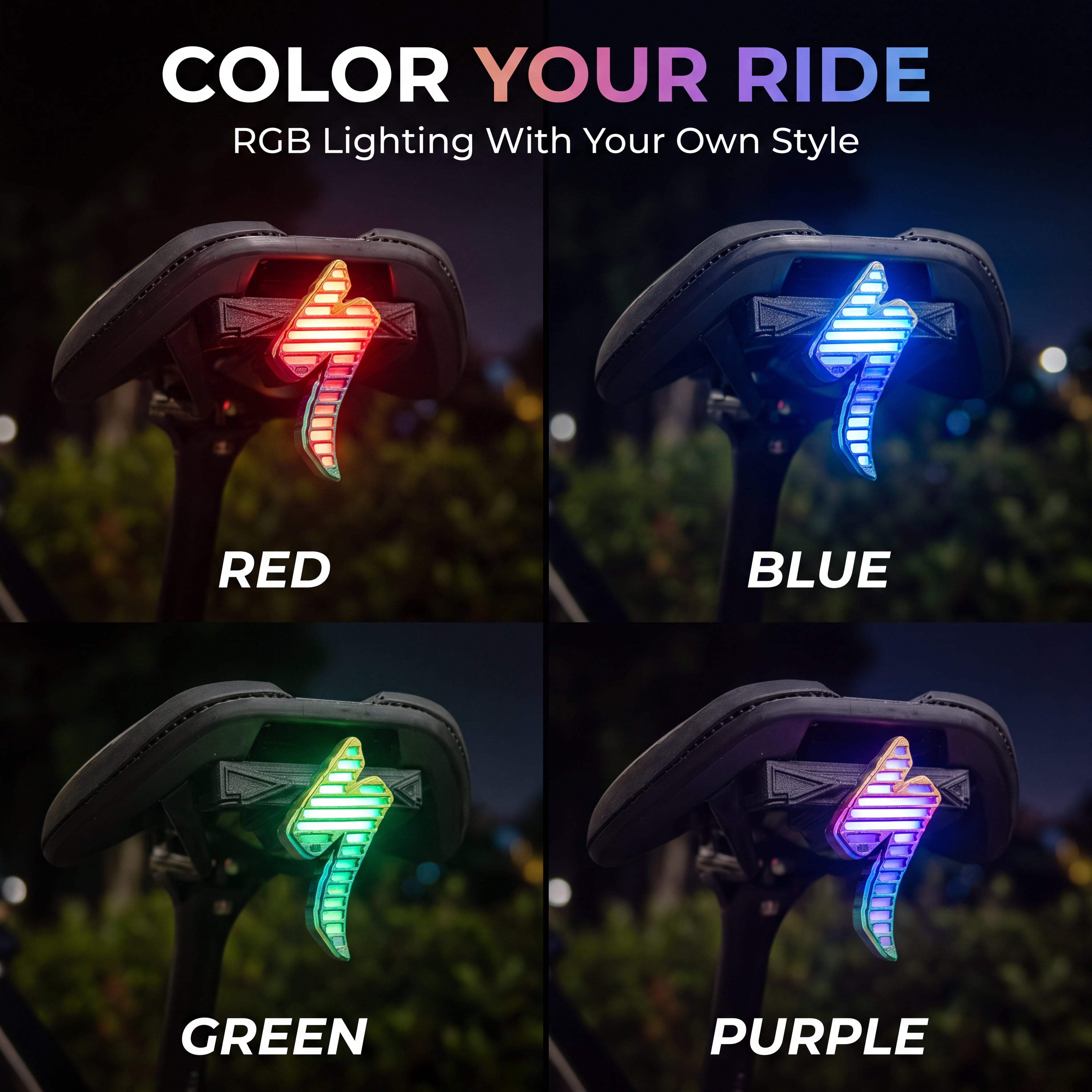 ECM All-New Titanium Alloy "Lightning" Tail Light – Rechargeable, Ultra-Long Battery Life, Waterproof, Lightweight (for Road Bikes), App-Controlled Color Customization.