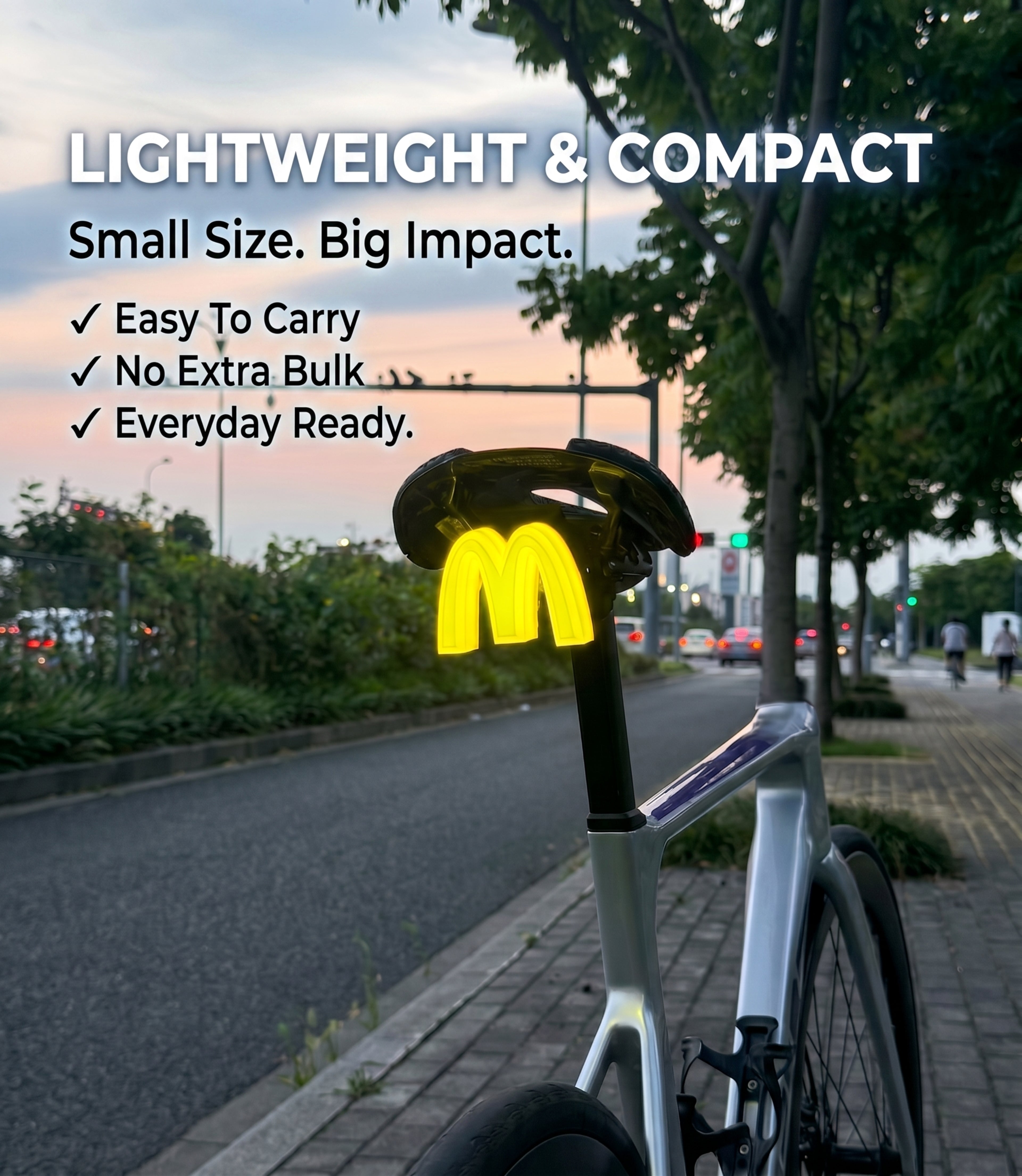 ECM New Product: Creative, Personalized, Waterproof, Rechargeable Road Bike Tail Light (McDonald's Style)