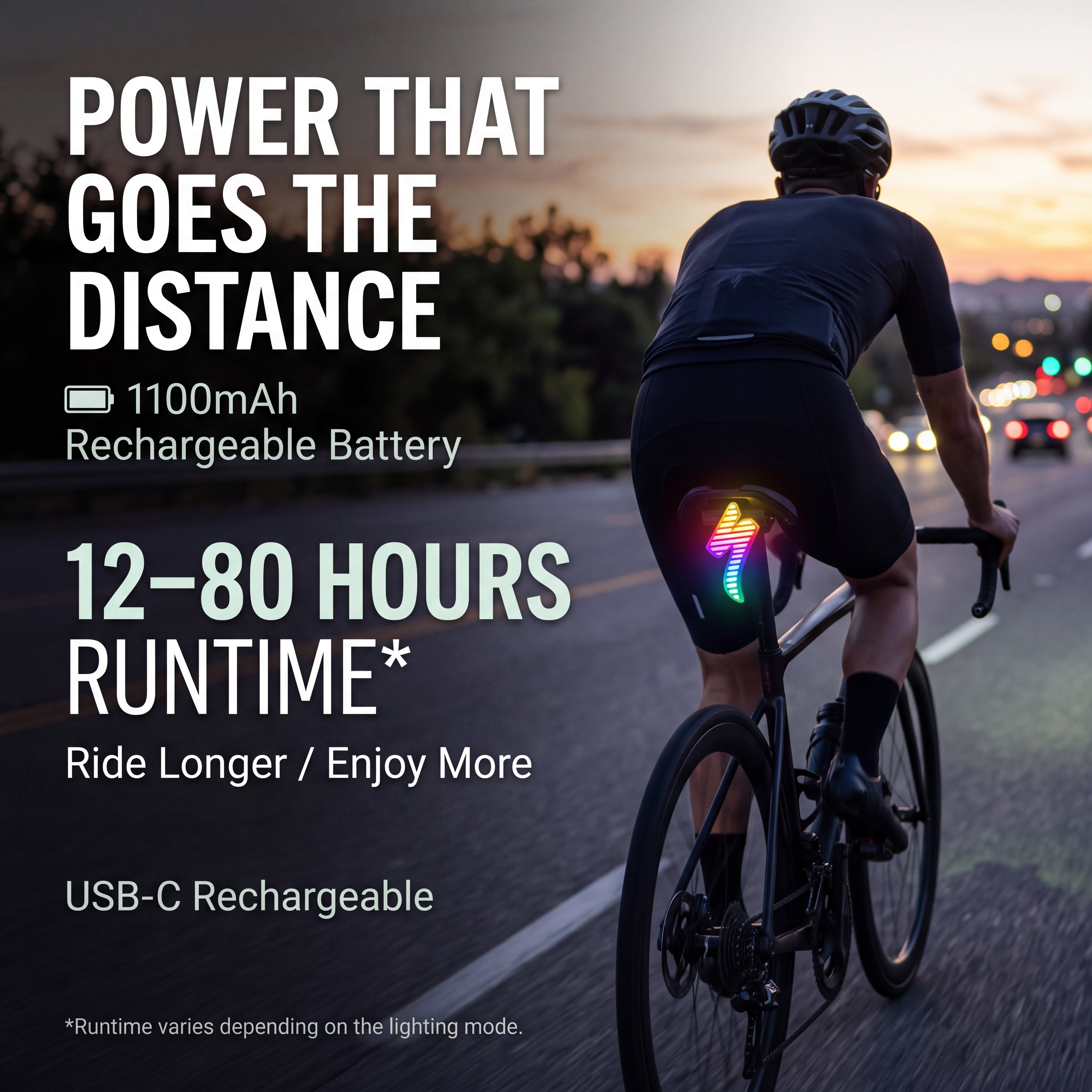 ECM All-New Titanium Alloy "Lightning" Tail Light – Rechargeable, Ultra-Long Battery Life, Waterproof, Lightweight (for Road Bikes), App-Controlled Color Customization.