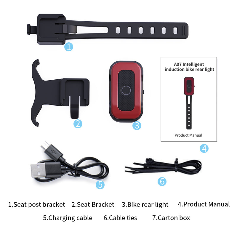 ECM Intelligent Induction Brake Bicycle Tail Light Road Mountain Bike Charging Warning Children's Cycling Equipment