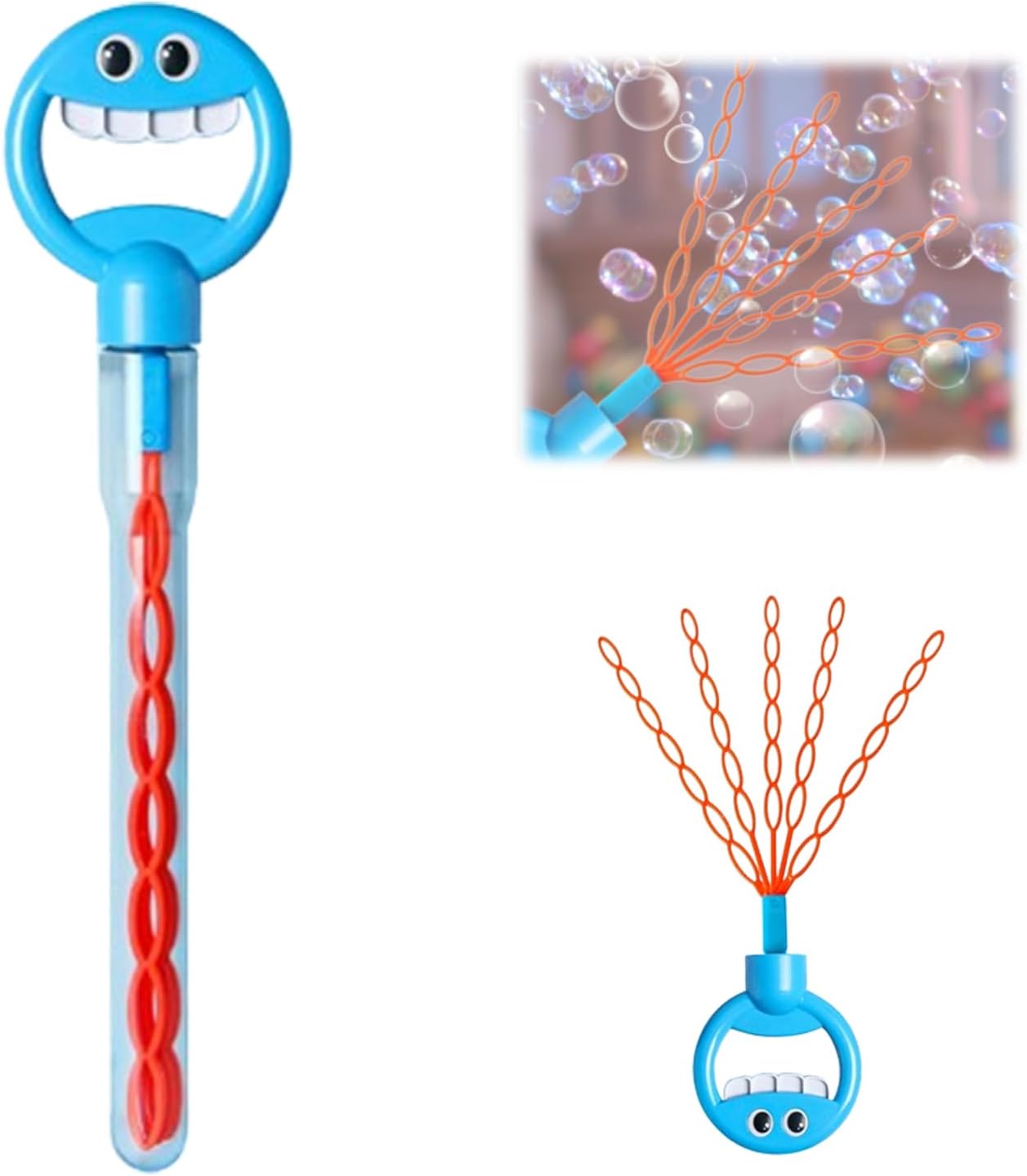 ECM Smiley Face Bubble Wand with Bubble Refill, Kids Bubble Wand Toy, Bubble Machine for Summer Toy Party, Outdoor Activities, Kids Gifts