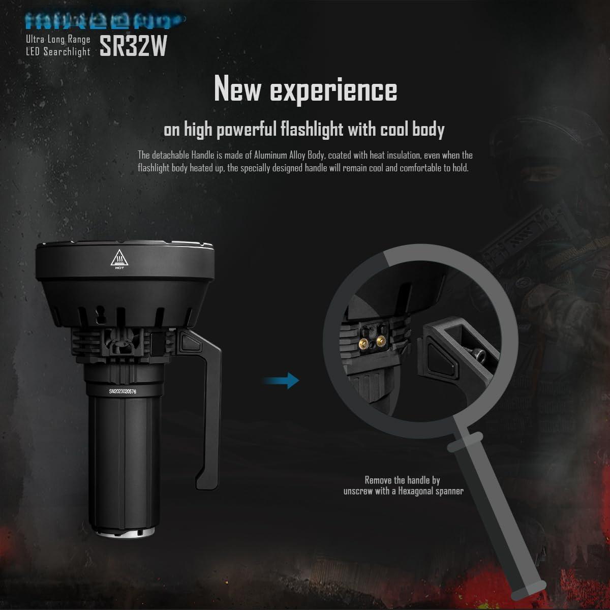 120,000 Lumen Tactical Flashlight, 2080m Projection Super Bright Flash Light with OLED Display, C-Mount Fast Charging High Lumen Searchlight for Outdoor, Hunting and Emergency