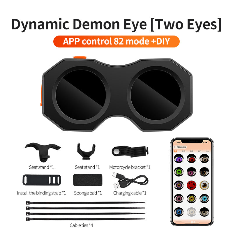 ECM new road bike demon eye HD animation DIY taillight Smart road bike taillight with mobile phone image transfer and custom emoticons