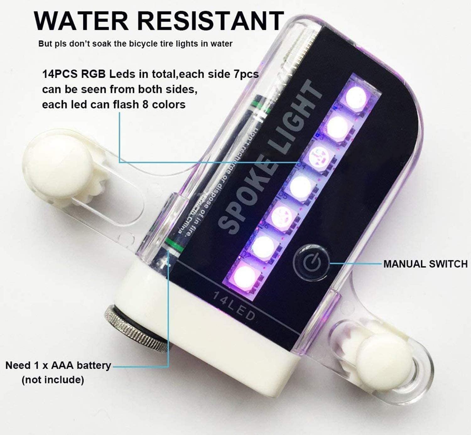 ECM Bicycle Wheel Light Waterproof LED Bicycle Spoke Light Safety Tire Light - Great Gift for Kids Adults - 32 Different Pattern Changes - Bicycle Accessories