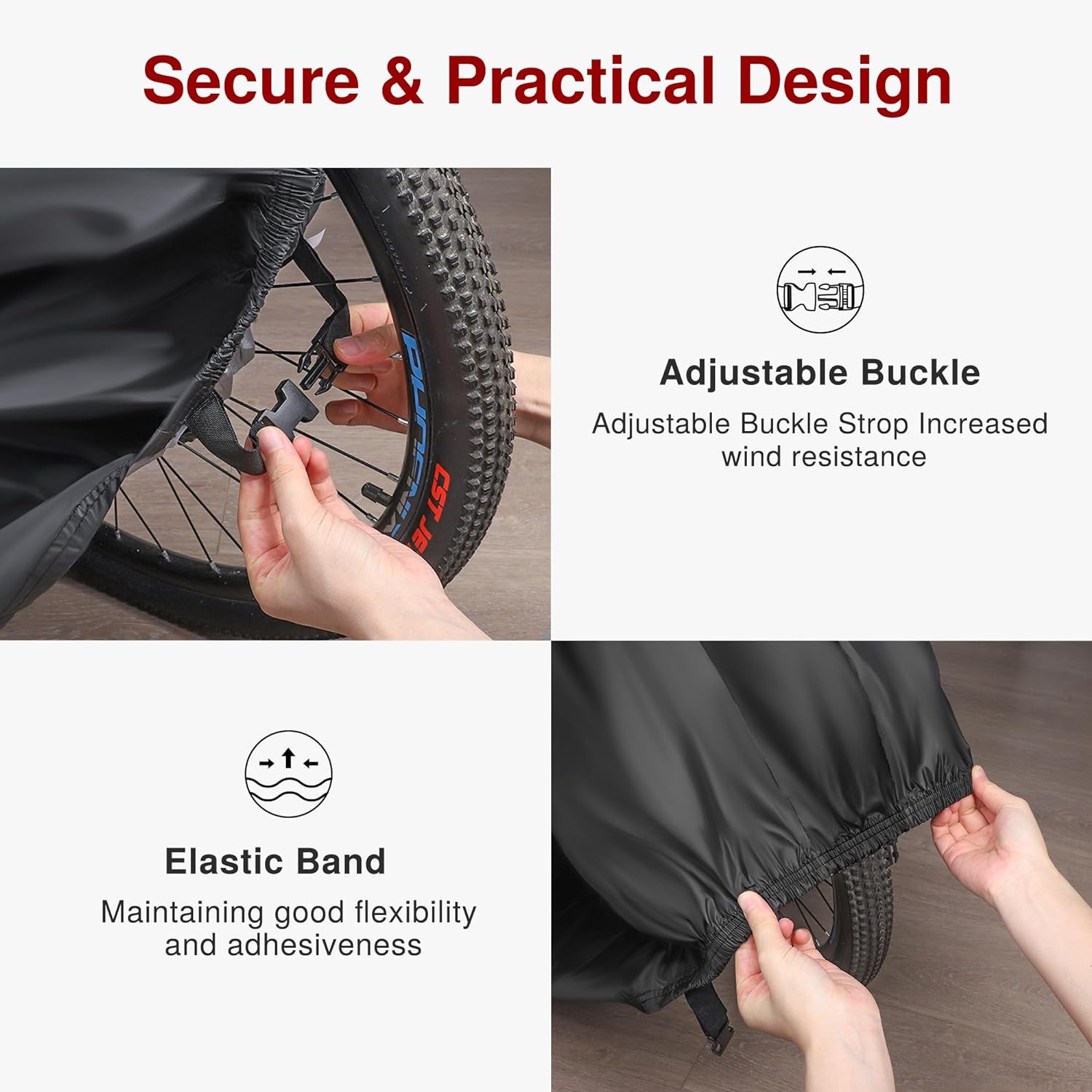 ECM Bike Cover Outdoor Waterproof Bicycle Covers Rain Sun UV Dust Wind Proof with Lock Hole for Mountain Road Electric Bike