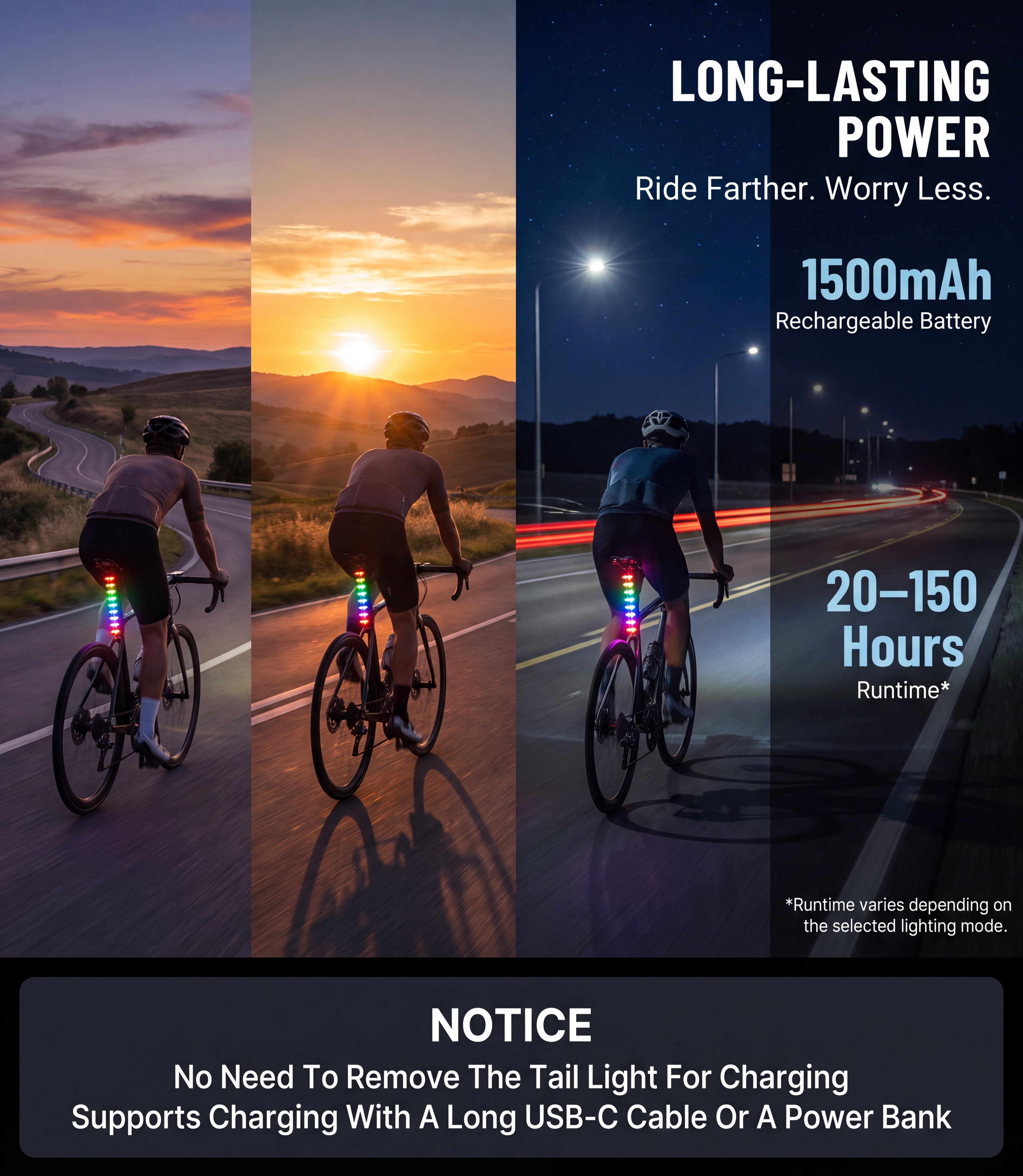 ECM New road bike tail light: features fast charging, ultra-long battery life, and app-controlled color and lighting mode switching