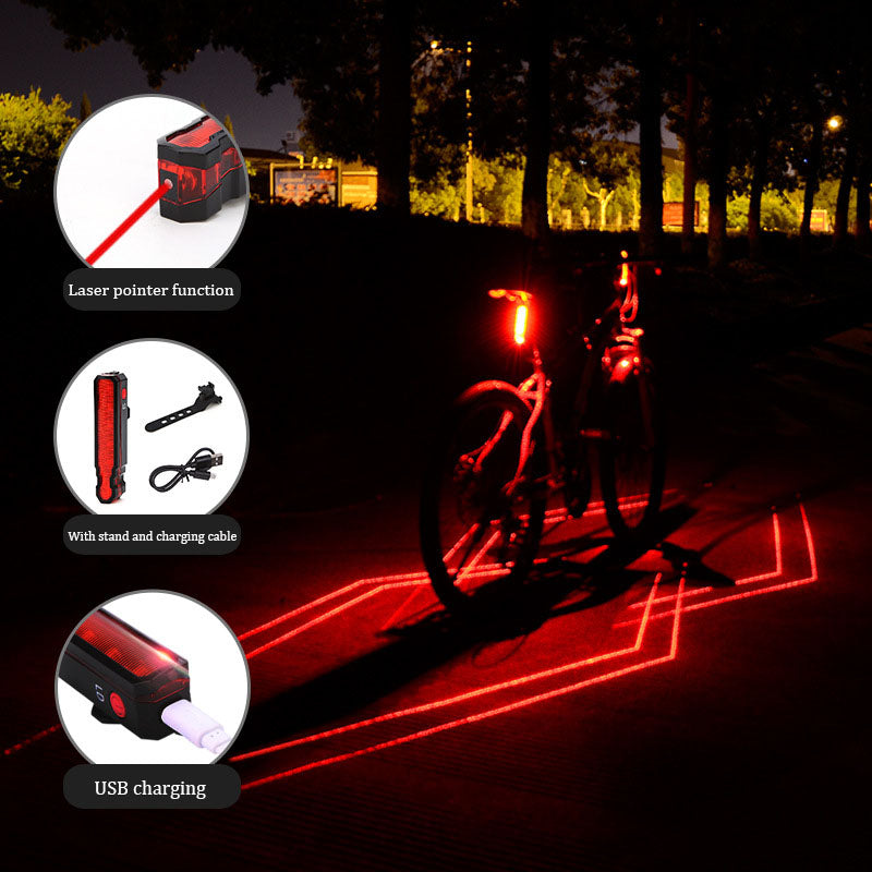 ECM New USB Rechargeable Bike Light Laser Tail Light Night Cycling LED Warning Light Red Light Outdoor Cycling Equipment