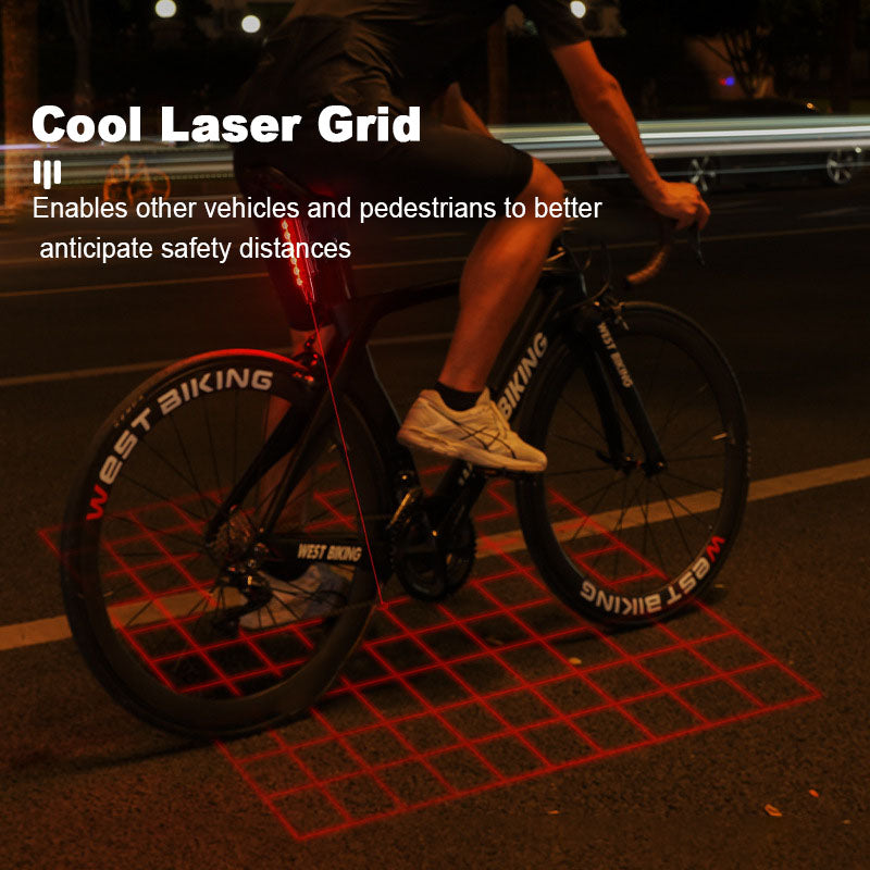 ECM bicycle intelligent induction laser taillight waterproof long battery life Type-C charging dual bracket riding taillight