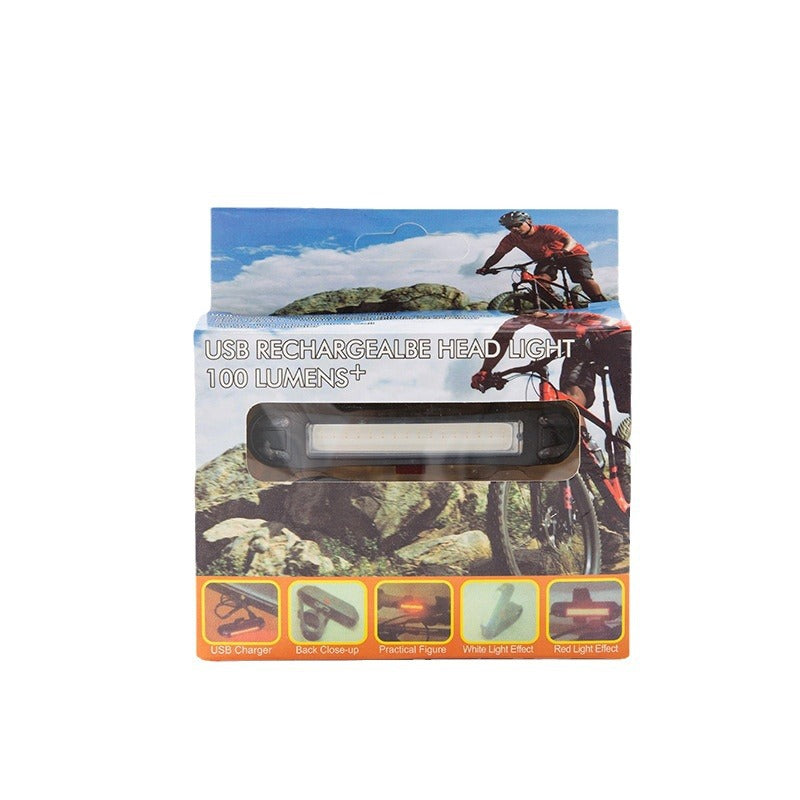 ECM bicycle taillight USB charging flashing dual-color warning light COB high-brightness riding light bicycle riding equipment