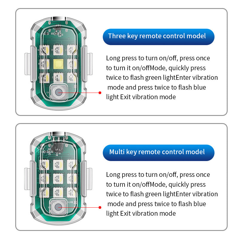 ECM wireless remote control LED strobe light, 8 colors switching USB charging waterproof anti-collision LED emergency warning light suitable for cars motorcycles bicycles drones and other multi-purpose