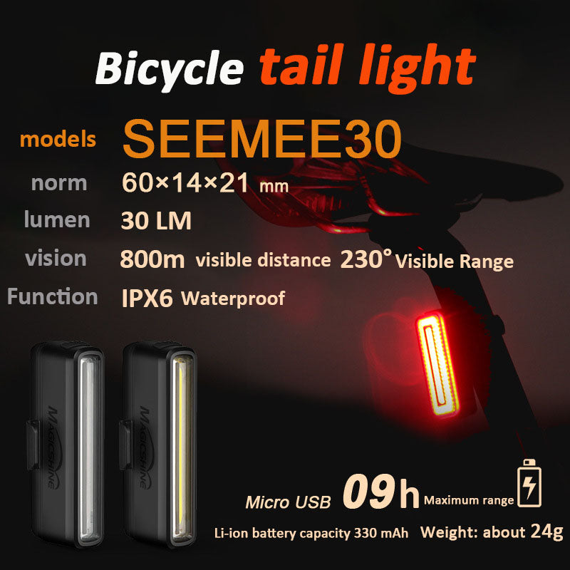 ECM's new bicycle taillight USB charging, ultra-long battery life, IPX6 waterproof mountain bike and road taillight, intelligent warning taillight