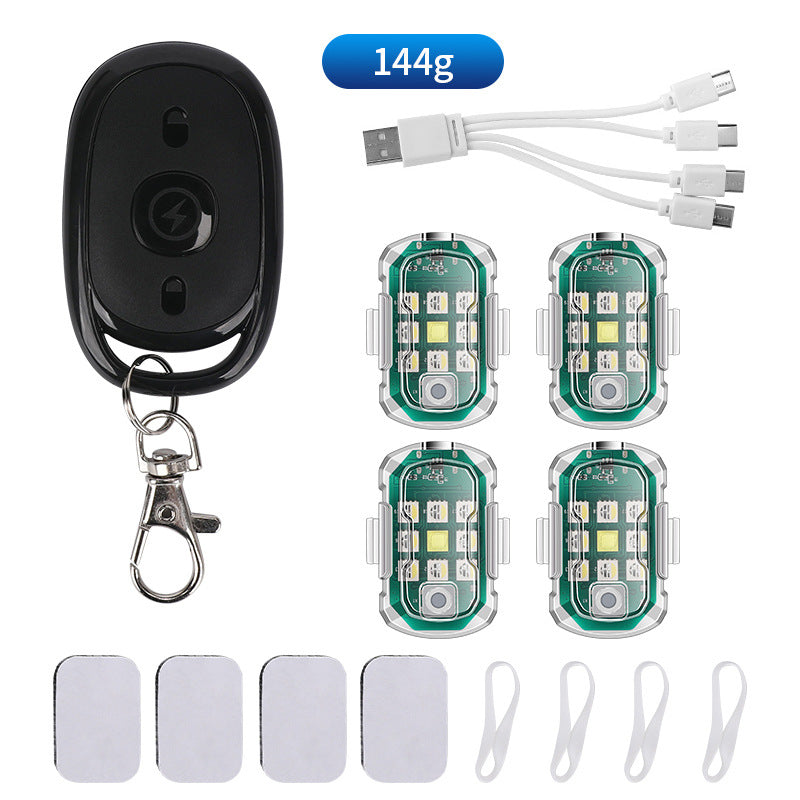 ECM wireless remote control LED strobe light, 8 colors switching USB charging waterproof anti-collision LED emergency warning light suitable for cars motorcycles bicycles drones and other multi-purpose