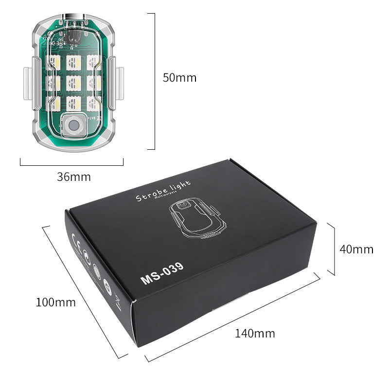 ECM wireless remote control LED strobe light, 8 colors switching USB charging waterproof anti-collision LED emergency warning light suitable for cars motorcycles bicycles drones and other multi-purpose