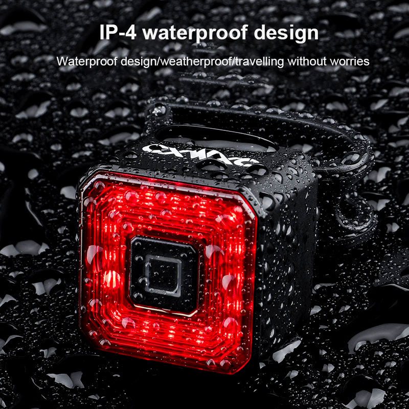 ECM bicycle smart brake tail light USB charging reminder light warning light mountain road bike riding equipment