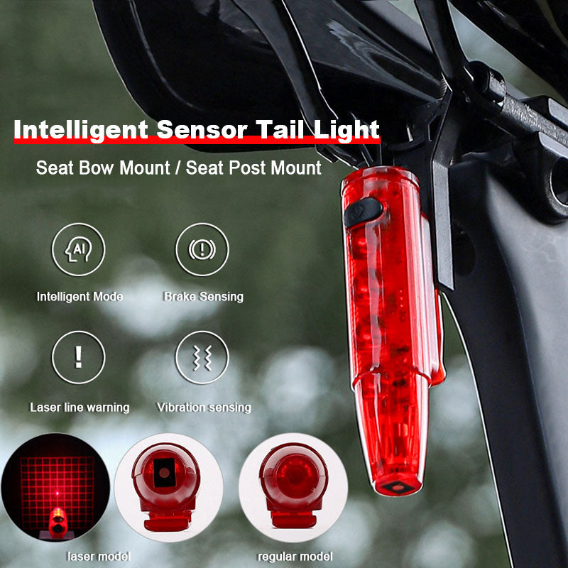 ECM bicycle intelligent induction laser taillight waterproof long battery life Type-C charging dual bracket riding taillight