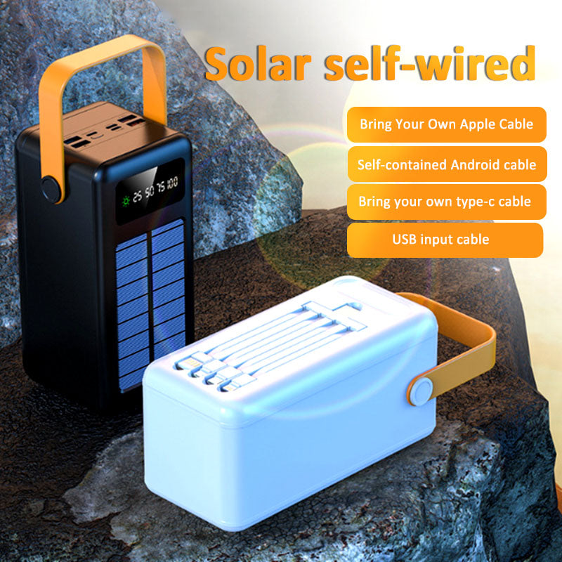 ECM large capacity ultra-large mAh outdoor travel solar power bank with built-in data cable power bank