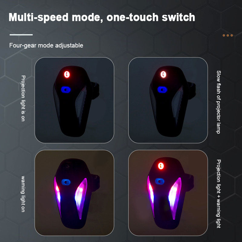 ECM Bicycle angel wings projection taillight, rechargeable, waterproof, long battery life, bicycle LED warning projection taillight