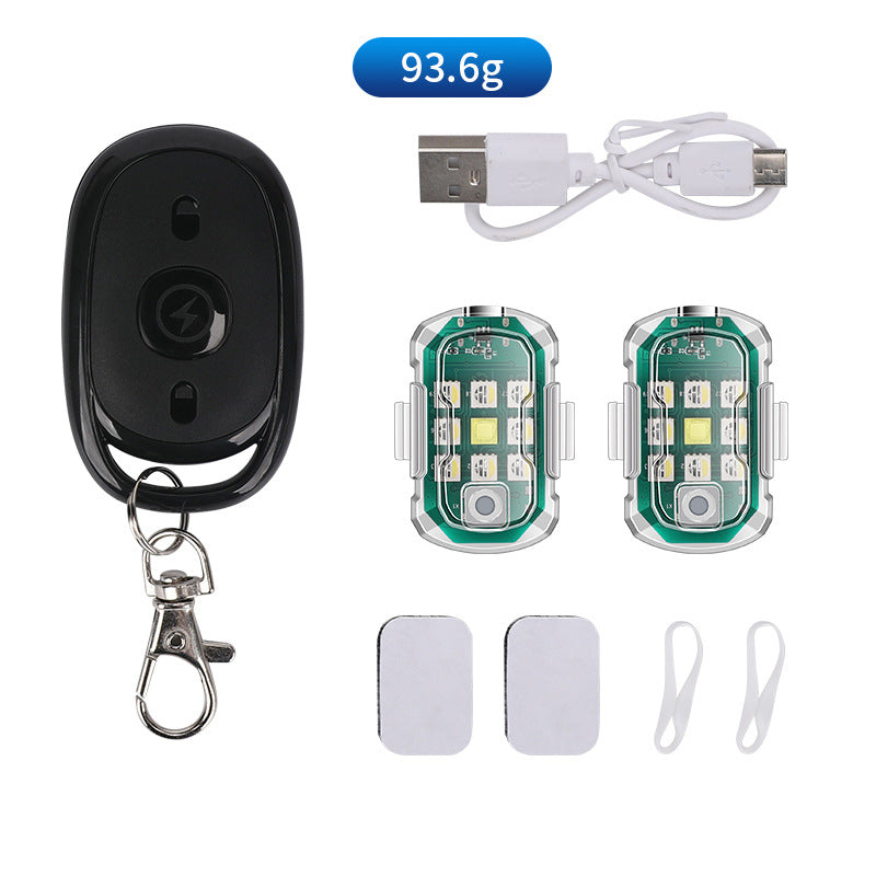 ECM wireless remote control LED strobe light, 8 colors switching USB charging waterproof anti-collision LED emergency warning light suitable for cars motorcycles bicycles drones and other multi-purpose