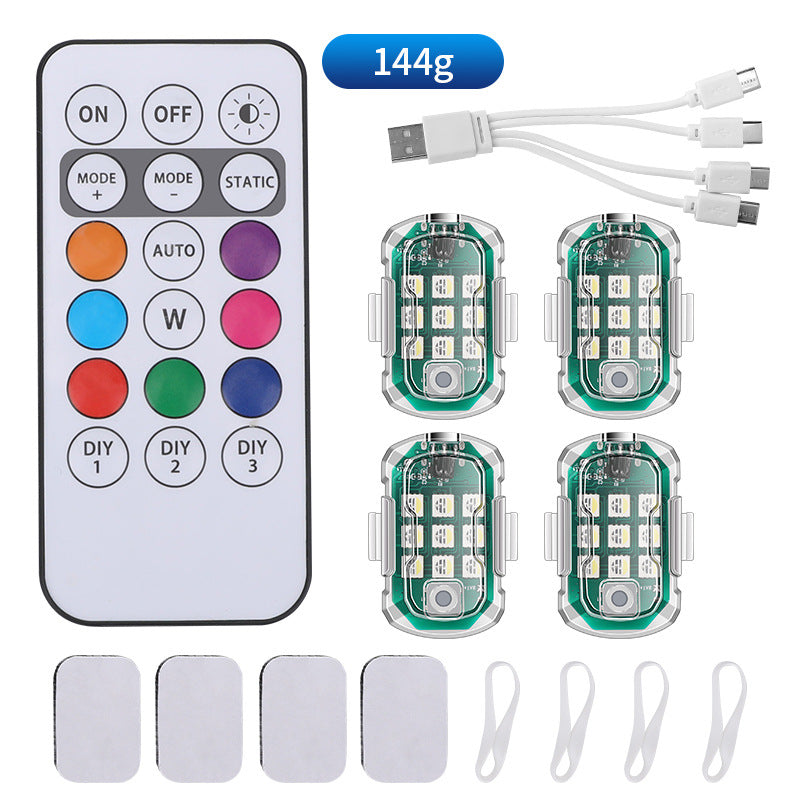 ECM wireless remote control LED strobe light, 8 colors switching USB charging waterproof anti-collision LED emergency warning light suitable for cars motorcycles bicycles drones and other multi-purpose