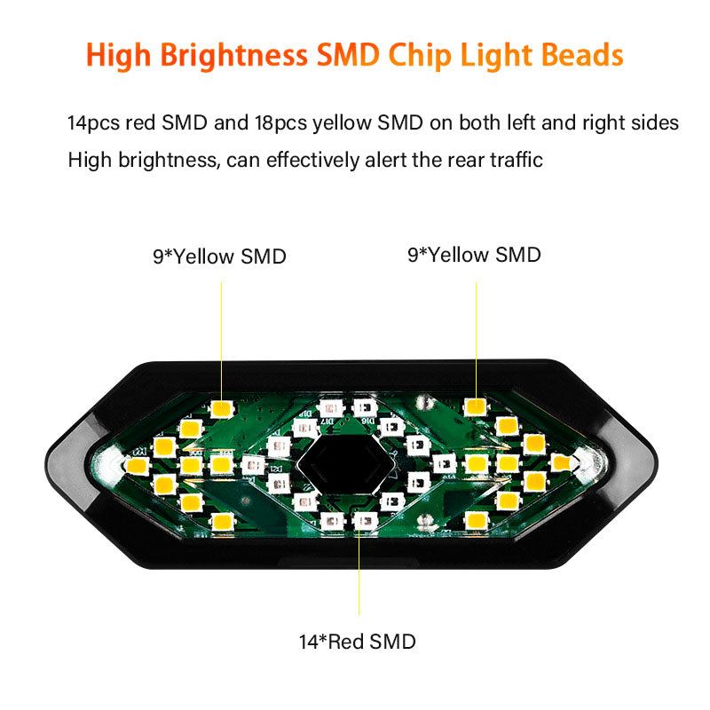 ECM Bicycle Turn Tail Light USB Rechargeable Bicycle LED Tail Light Wireless Remote Control Turn Signal Warning Light Cycling Equipment