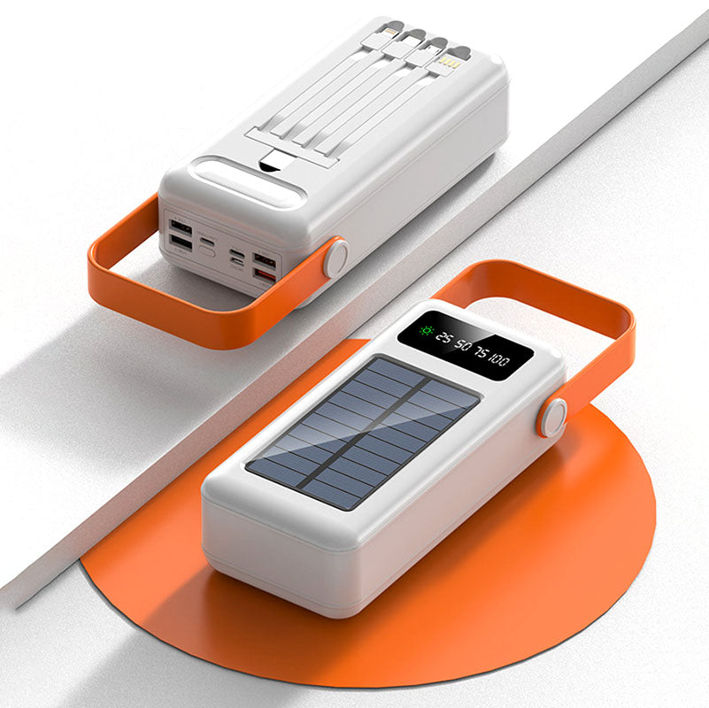 ECM large capacity ultra-large mAh outdoor travel solar power bank with built-in data cable power bank