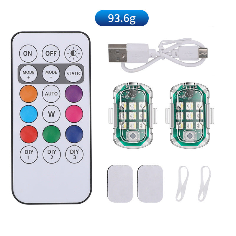 ECM wireless remote control LED strobe light, 8 colors switching USB charging waterproof anti-collision LED emergency warning light suitable for cars motorcycles bicycles drones and other multi-purpose