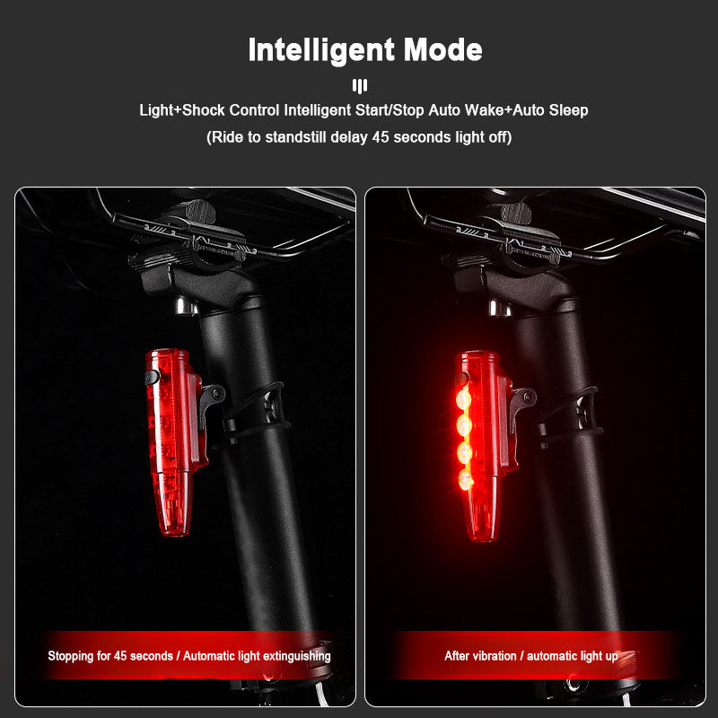 ECM bicycle intelligent induction laser taillight waterproof long battery life Type-C charging dual bracket riding taillight