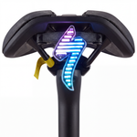 ECM New Road Bike Tail Light: Sleek "Lightning" Design, Rechargeable, Long Battery Life, Waterproof, and App-Controlled Color/Lighting Modes.