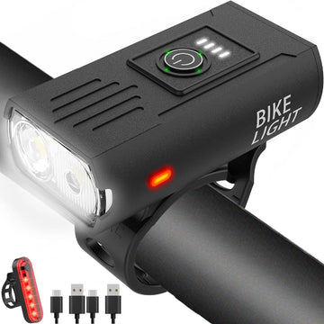 ECM Bicycle Front and Tail Light Set USB Rechargeable Front and Rear Bike Lights Waterproof Multiple Modes Easy to Install