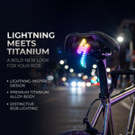 ECM All-New Titanium Alloy "Lightning" Tail Light – Rechargeable, Ultra-Long Battery Life, Waterproof, Lightweight (for Road Bikes), App-Controlled Color Customization.