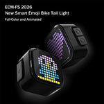 ECM New Full-Color Smart Emoji Taillight for Road & Mountain Bikes — Features Brake Sensing, Long Battery Life, Rechargeable Design, and Waterproof Protection