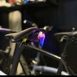 ECM New Road Bike Tail Light: Sleek "Lightning" Design, Rechargeable, Long Battery Life, Waterproof, and App-Controlled Color/Lighting Modes.