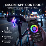ECM All-New Titanium Alloy "Lightning" Tail Light – Rechargeable, Ultra-Long Battery Life, Waterproof, Lightweight (for Road Bikes), App-Controlled Color Customization.