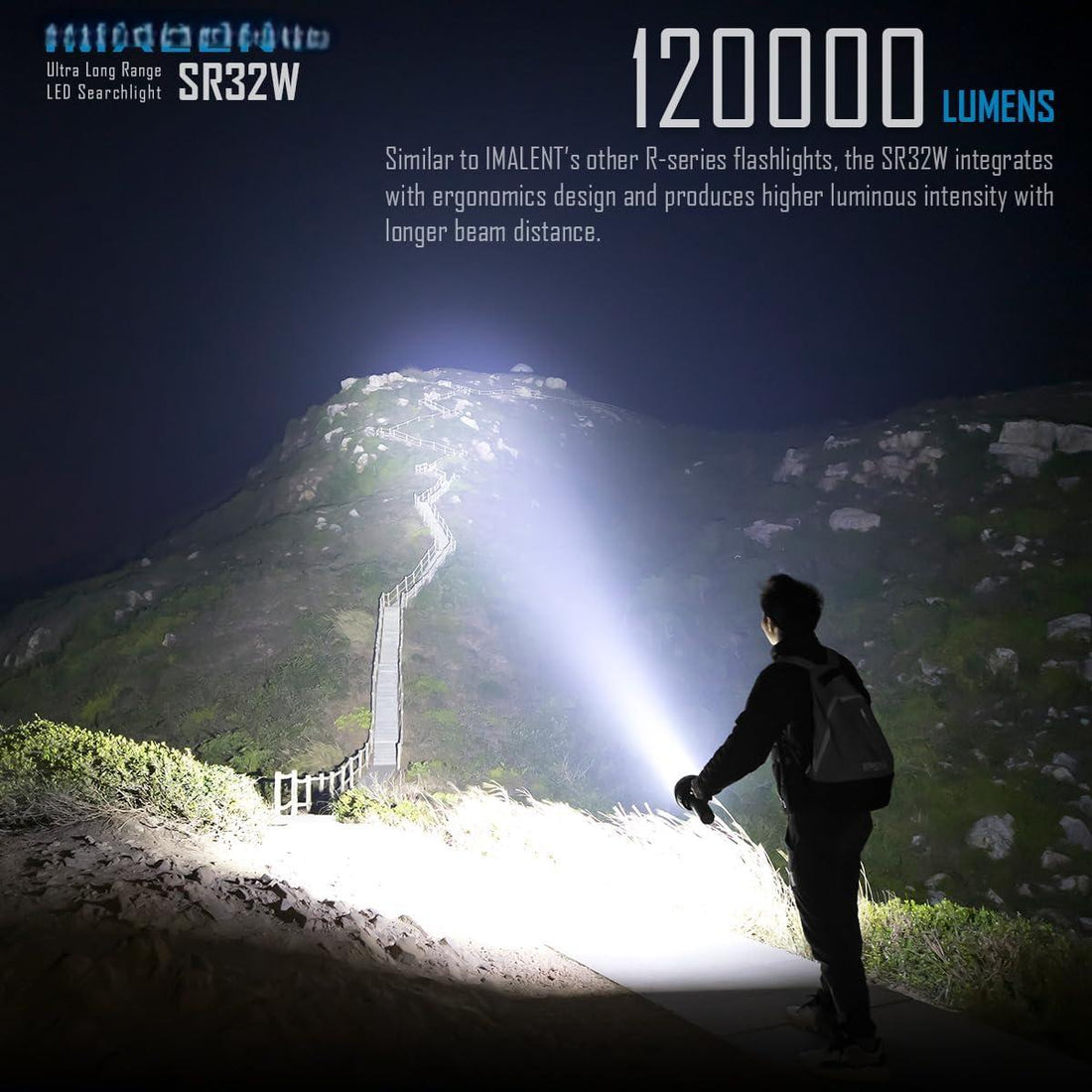 120,000 Lumen Tactical Flashlight, 2080m Projection Super Bright Flash Light with OLED Display, C-Mount Fast Charging High Lumen Searchlight for Outdoor, Hunting and Emergency