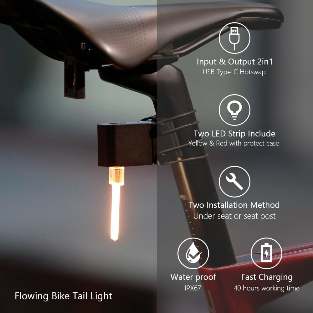 ECM New Bike Light, Pluggable Replacement Bicycle Tail Light w/Type-C