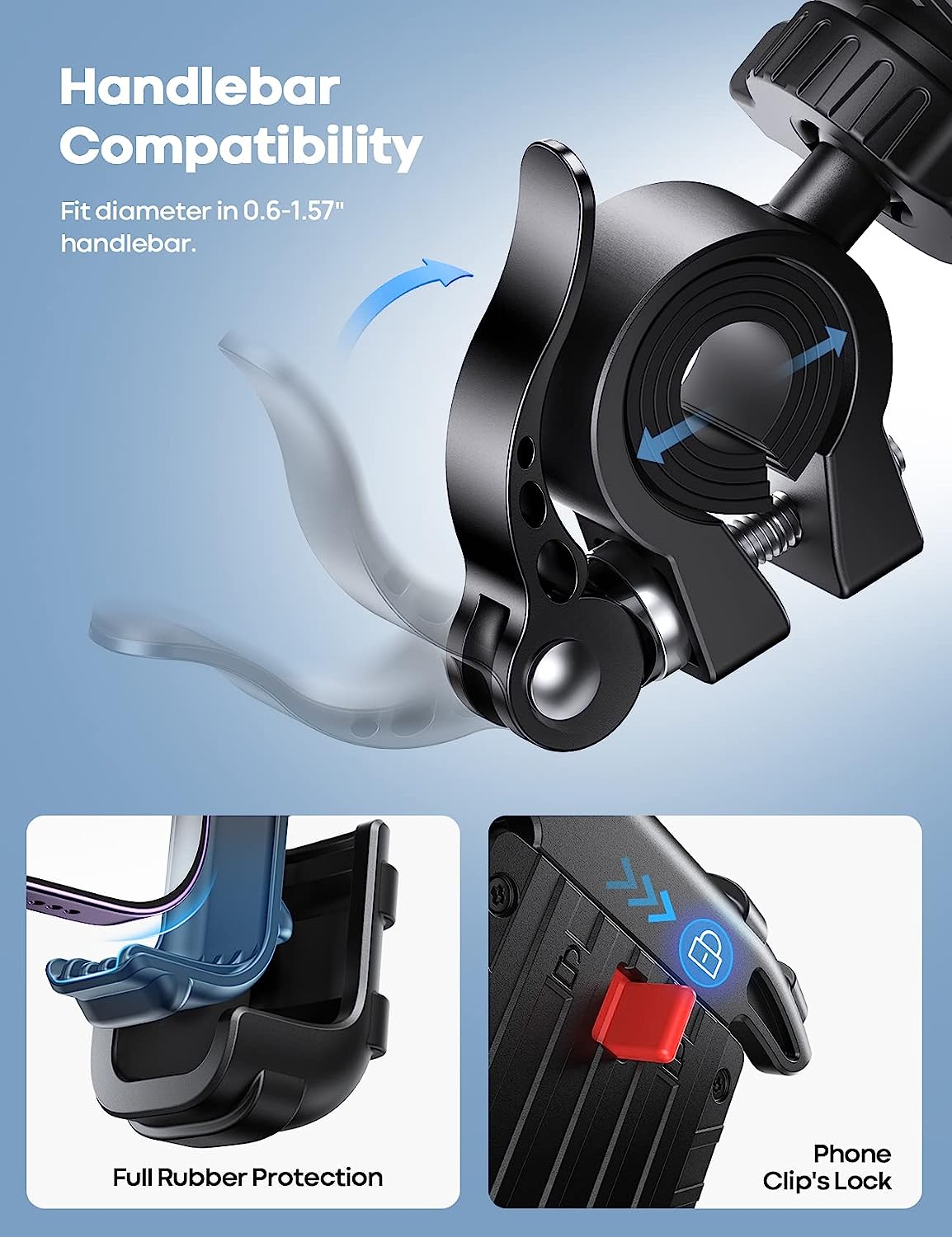 thumbnail image 2 of Lamicall Motorcycle Phone Mount, Bike Phone Holder - Upgrade Adjustable Cell Phone 2 of 10