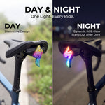 ECM All-New Titanium Alloy "Lightning" Tail Light – Rechargeable, Ultra-Long Battery Life, Waterproof, Lightweight (for Road Bikes), App-Controlled Color Customization.