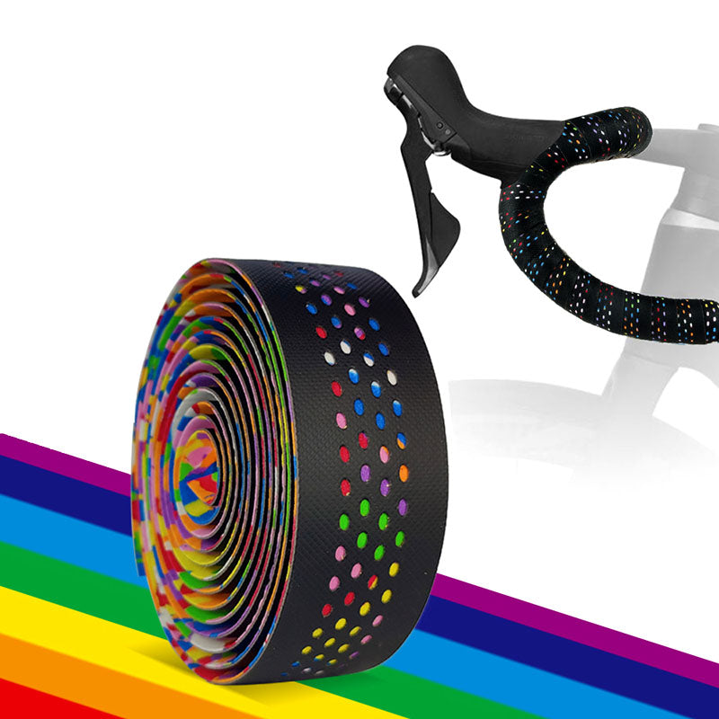 ECM road handlebar with rainbow perforated PU breathable anti-slip wear-resistant shock-absorbing tape