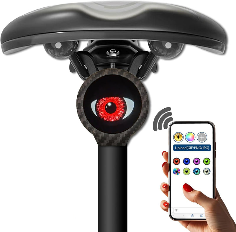 ECM new road bike demon eye HD animation DIY taillight Smart road bike taillight with mobile phone image transfer and custom emoticons